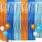 3 Pack 3.3X6.6Ft Blue Dog Foil Fringe Curtains Backdrop Decorations, Orange Blue and Light Blue Birthday Party Tinsel Metallic Streamers Photo Booth Background for Blue Dog Theme Party Supplies